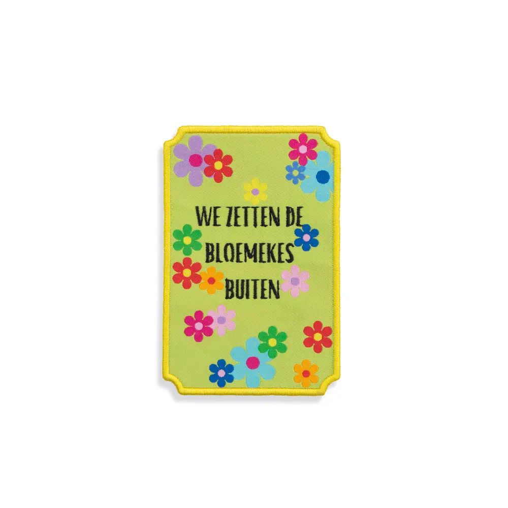 Embleem We zetten de bloemekes buiten
