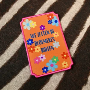Embleem We zetten de bloemekes buiten (oranje)